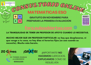 Oferta consultorio online apoyo matemáticas ESO